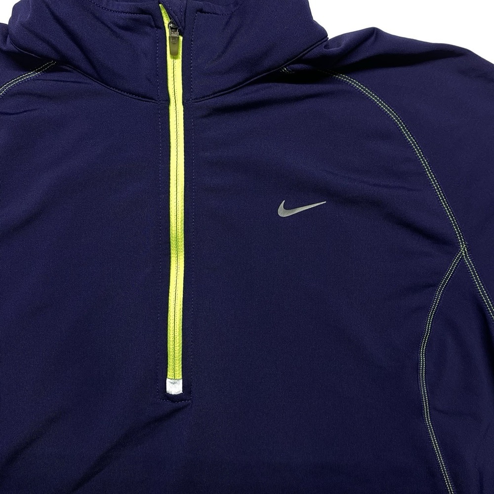 Nike Running Womens Sz L Purple Neon Dri-Fit 1/4 Zip Pullover Top‎ - Picture 2 of 11